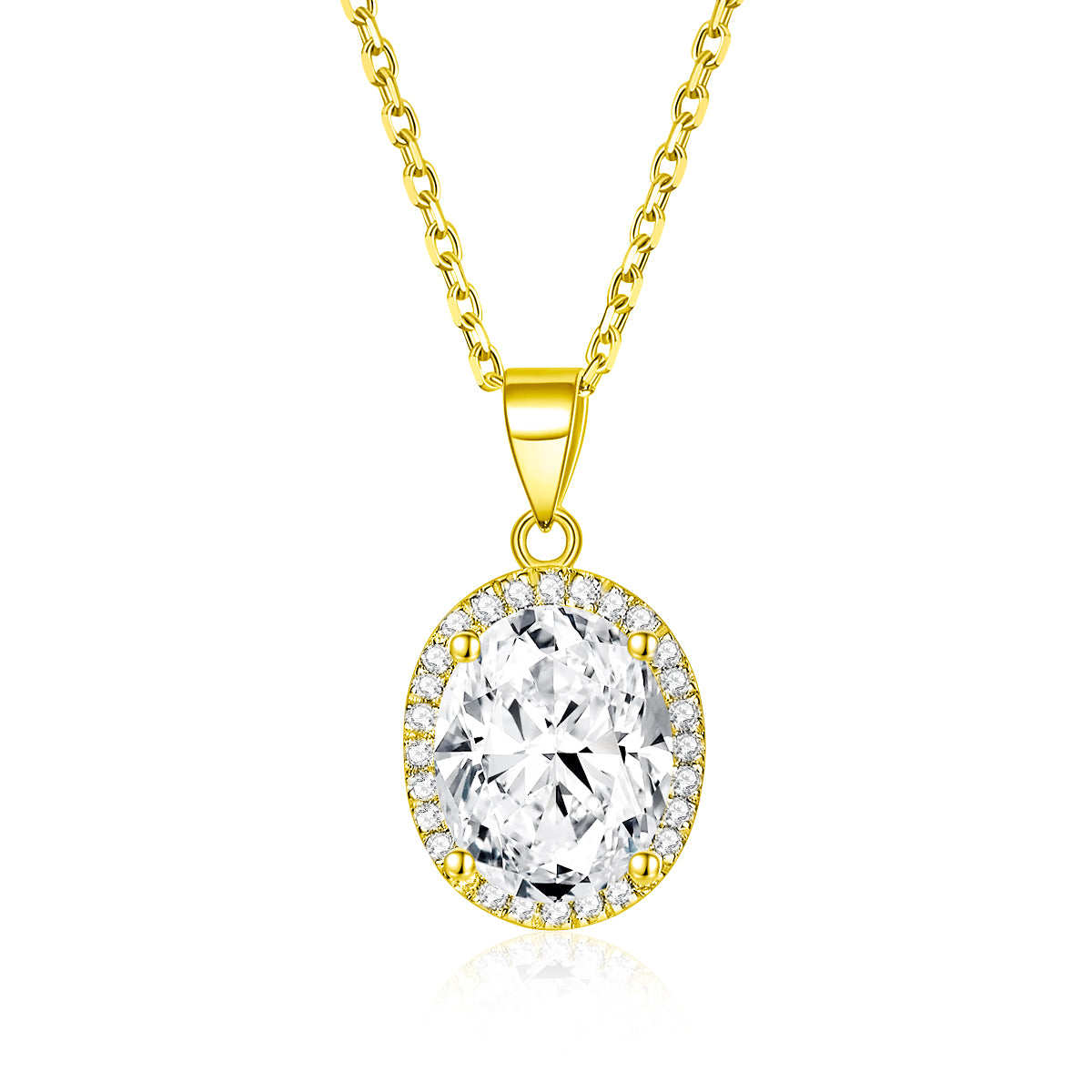 Sparkling Oval Halo Pendant