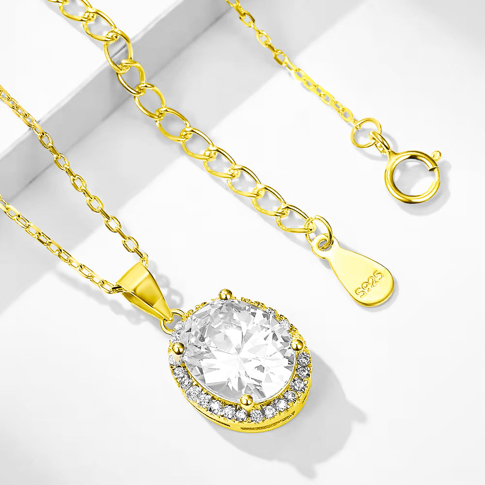 Sparkling Oval Halo Pendant