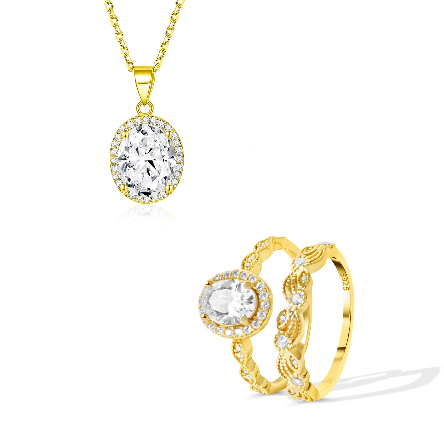 Oval Halo Pendant Set