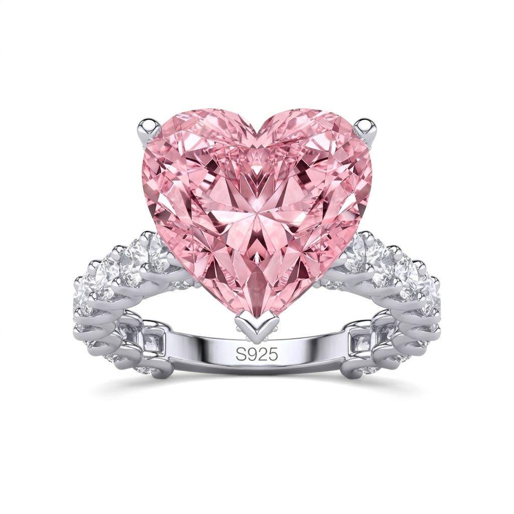 Blush Heart Ring with pink heart zircon stone in 925 sterling silver Pakistan