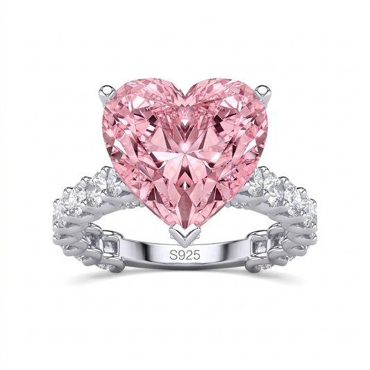 Blush Heart Ring with pink heart zircon stone in 925 sterling silver Pakistan
