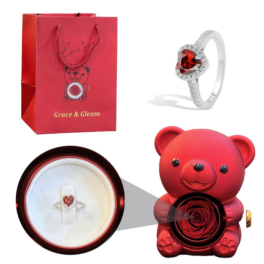 Elite Heart Ring Teddy Bear Gift Set