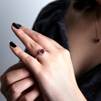 Woman wearing Elite Heart Ring 925 sterling silver heart ring gift for her Pakistan