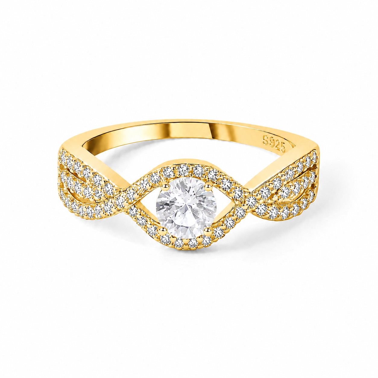 Gold Infinite Love Ring with white zircon infinity design romantic ring pakistan