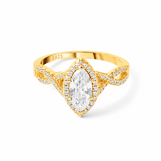 18kt gold plated marquise cut engagement ring with a sparkling zircon stone Pakistan
