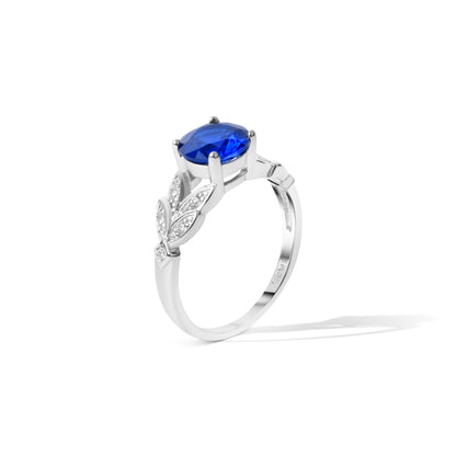 Midnight Petals Ring side profile in rhodium plated sterling silver