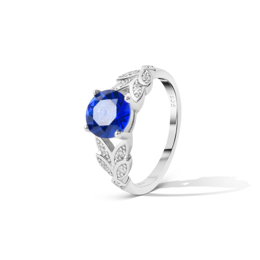 Midnight Petals Ring in 925 sterling silver with sapphire blue zircon stone Pakistan