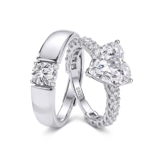 One Love couple rings 925 silver heart ring for women and matching ring for men