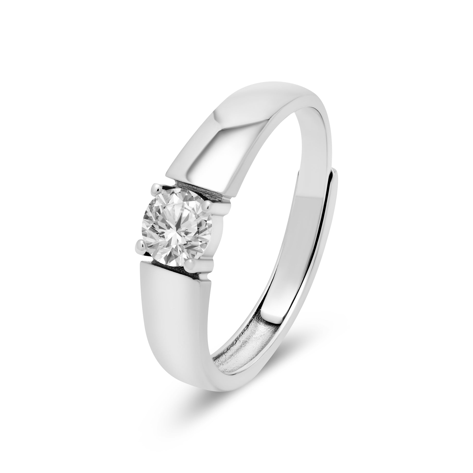 Men’s silver ring from One Love couple rings set with minimalist band design