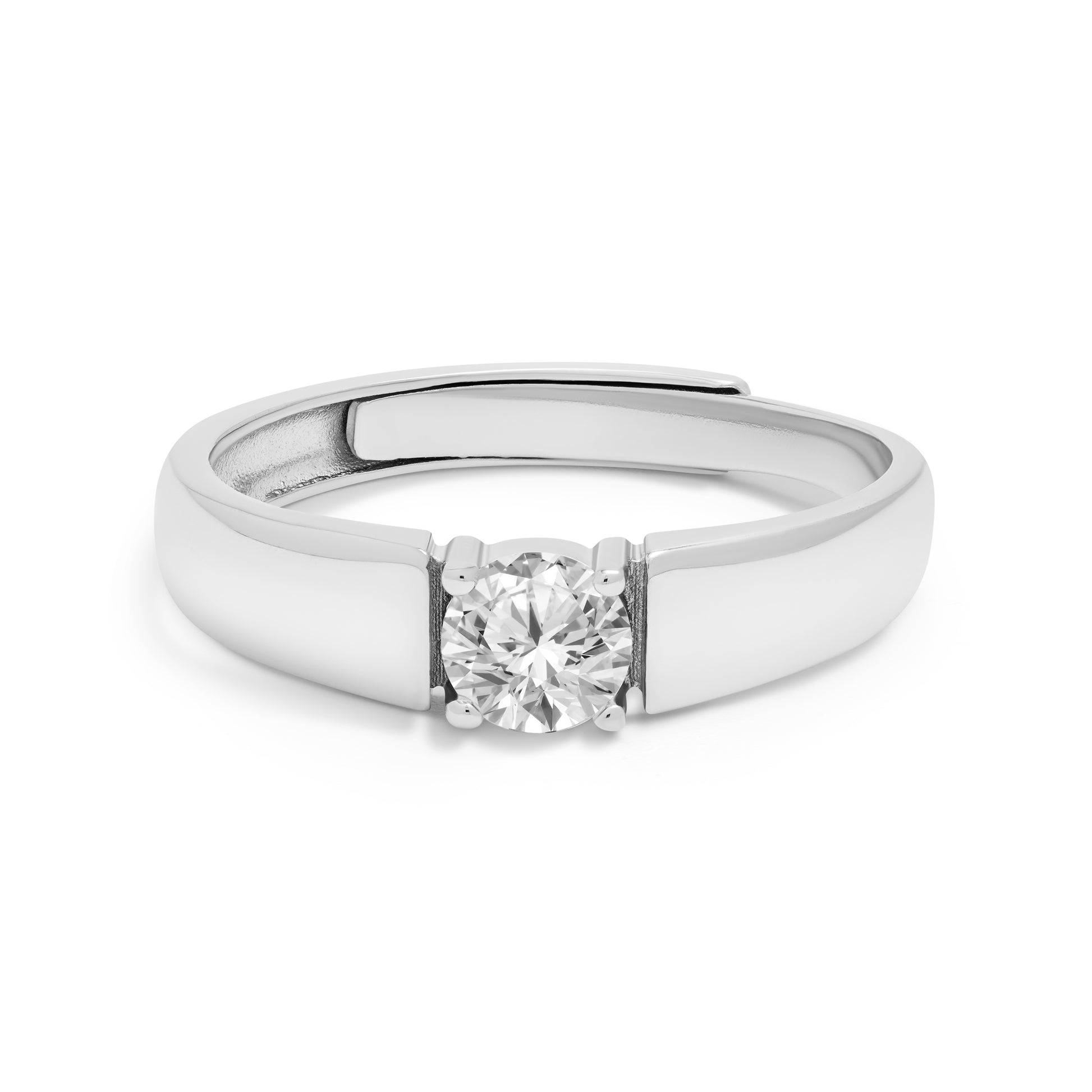 One love silver ring for men with zircon stone