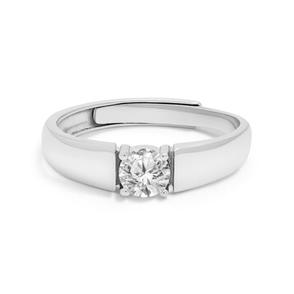 One love silver ring for men with zircon stone