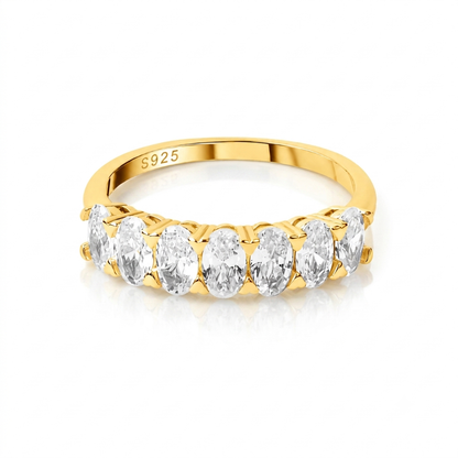 Oval band ring in 18KT gold plated 925 silver with oval zircon stones Pakistan