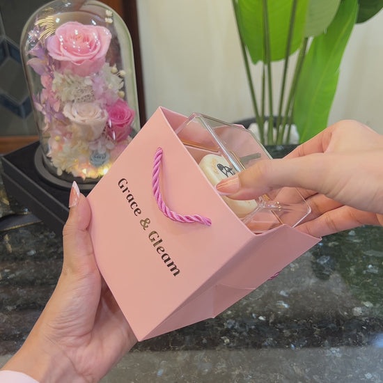 Unboxing Pink Surprise Birthday Box with Double Heart Necklace — candle, wish and necklace reveal