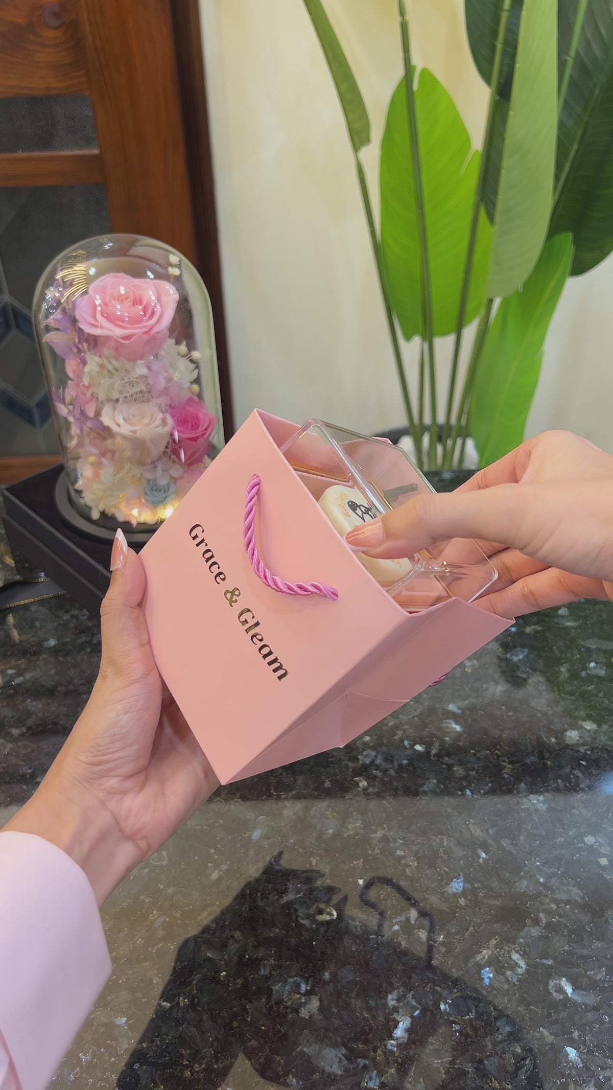 Unboxing Pink Surprise Birthday Box with Double Heart Necklace — candle, wish and necklace reveal
