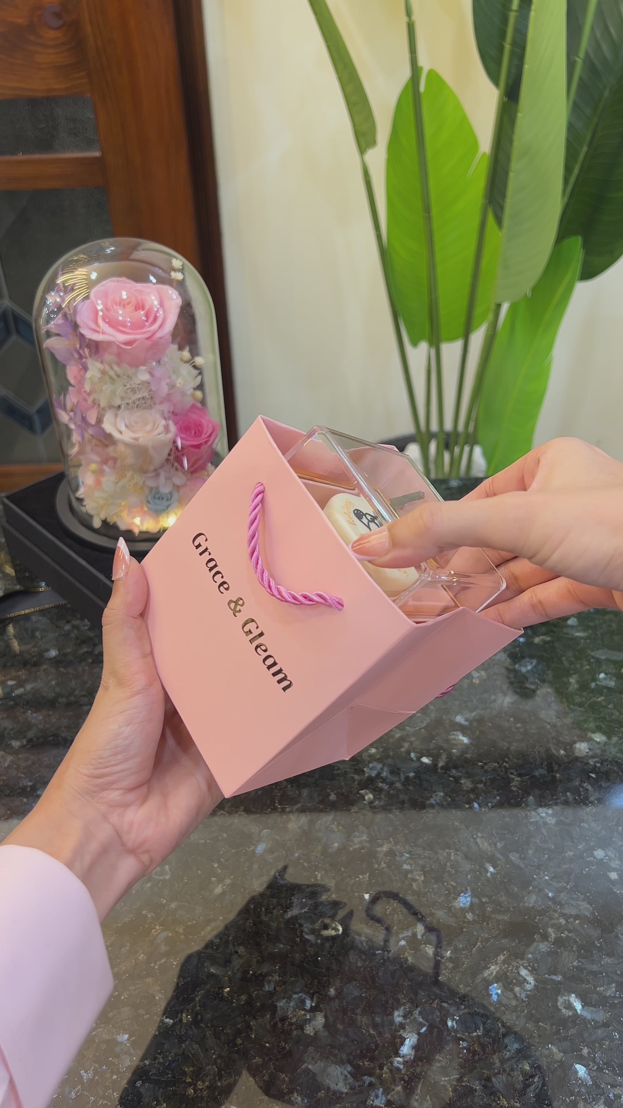 Unboxing Pink Surprise Birthday Box with Double Heart Necklace — candle, wish and necklace reveal