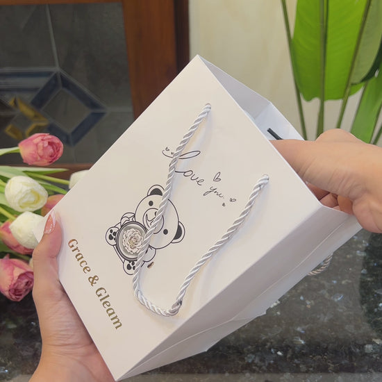 Unboxing Blush Heart Ring White Teddy Bear Gift Set — hidden ring reveal and white forever rose