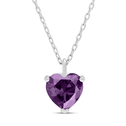Purple Heart Pendant in 925 sterling silver with amethyst-coloured heart zircon