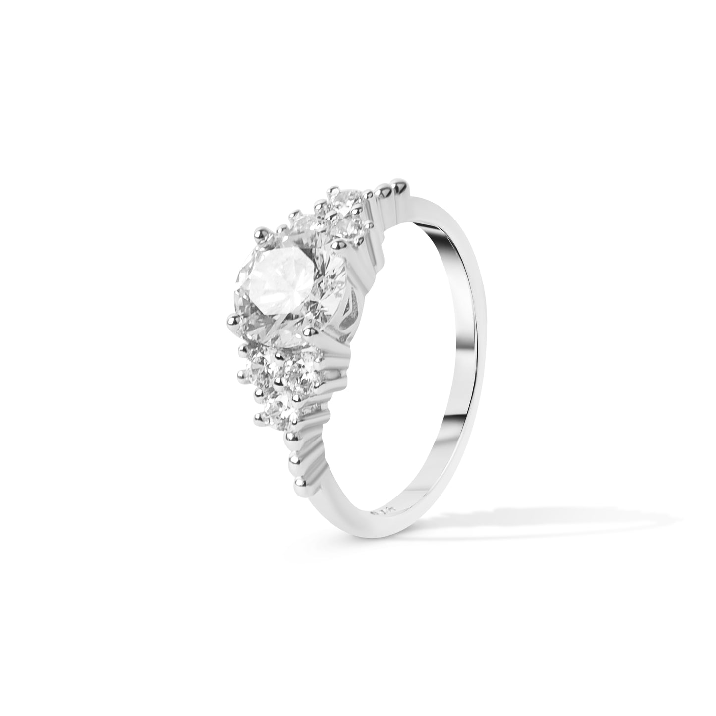 Sparkling silver ring in 925 sterling silver with round zircon stones Pakistan