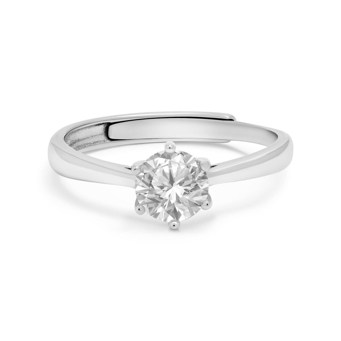 Sparkling solitaire ring for women with round zircon stone