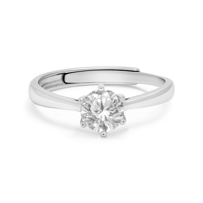 Sparkling solitaire ring for women with round zircon stone