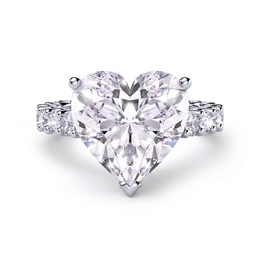 Sterling silver heart ring for women in Pakistan featuring brilliant zircon stones