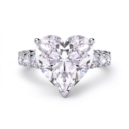 Sterling silver heart ring for women in Pakistan featuring brilliant zircon stones